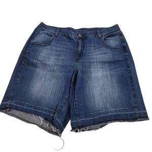 Lane Bryant Bermuda Whiskering Distressed Drop Hem Jean Denim Women's Shorts 18